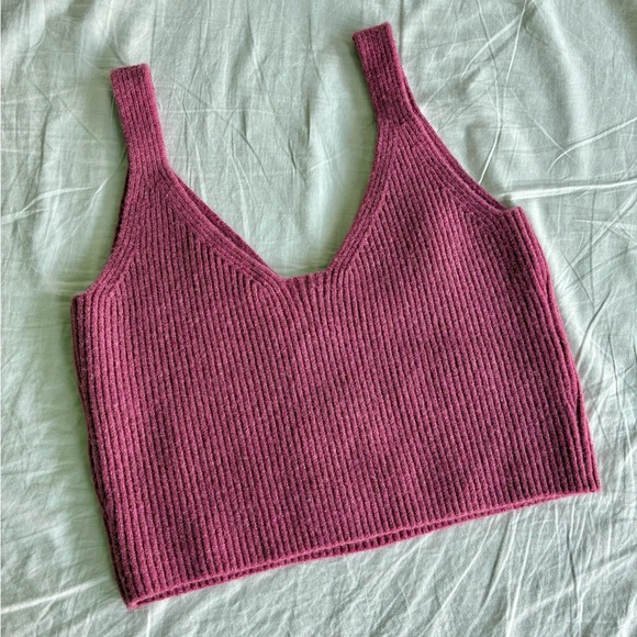 J. Crew Pink Cashmere-blend cropped sweater-tank Size M - Picture 2 of 6